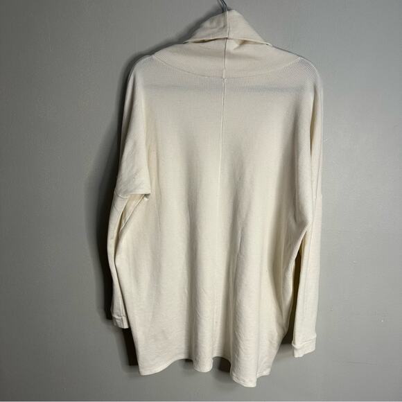 Lulus Waffle Knit Cowl Neck Long Sleeve Mini Short Dress Cream Womens Large - Picture 8 of 8